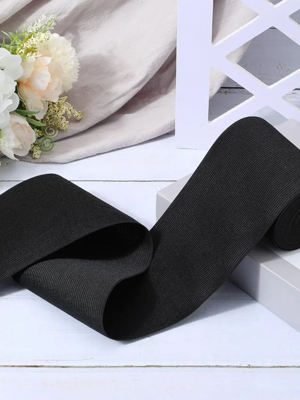 5M 4 Inch Elastic Band Spool Black Heavy Stretch High Elasticity Knit Strap Wide